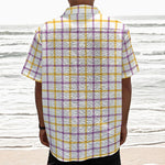 Yellow And Purple Tattersall Print Textured Short Sleeve Shirt