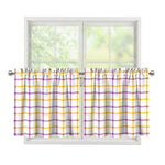 Yellow And Purple Tattersall Print Tier Curtains