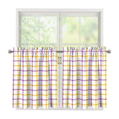 Yellow And Purple Tattersall Print Tier Curtains
