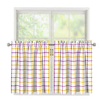 Yellow And Purple Tattersall Print Tier Curtains