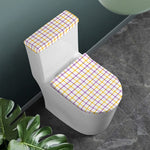 Yellow And Purple Tattersall Print Toilet Lid And Tank Cover Set