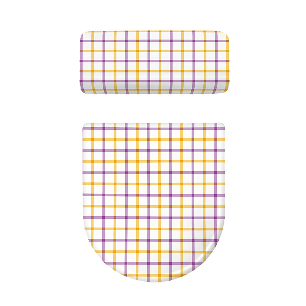 Yellow And Purple Tattersall Print Toilet Lid And Tank Cover Set