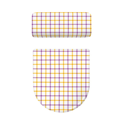 Yellow And Purple Tattersall Print Toilet Lid And Tank Cover Set