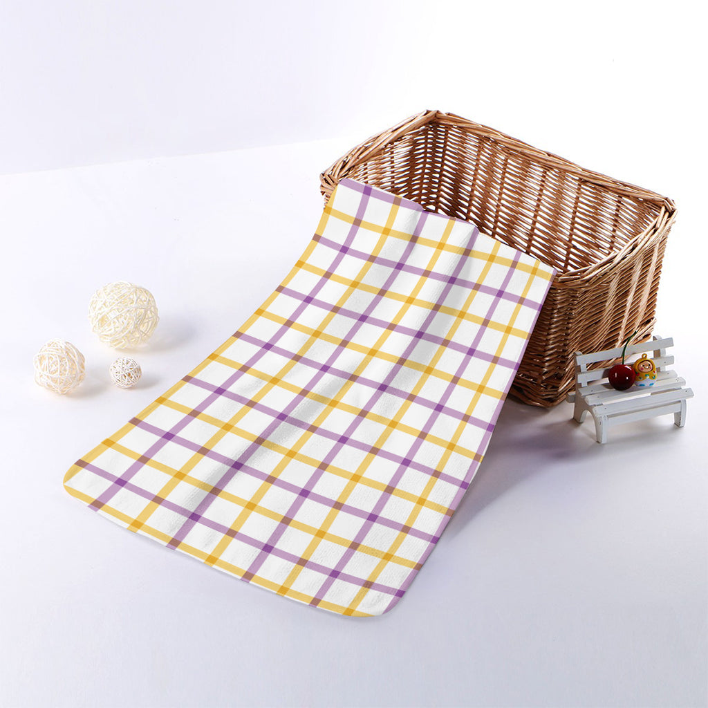 Yellow And Purple Tattersall Print Towel