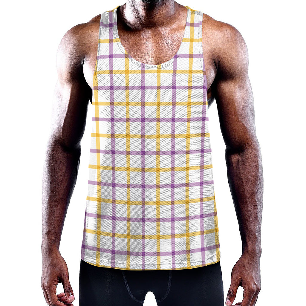 Yellow And Purple Tattersall Print Training Tank Top