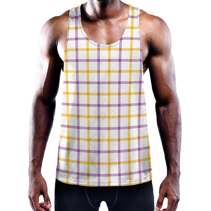 Yellow And Purple Tattersall Print Training Tank Top