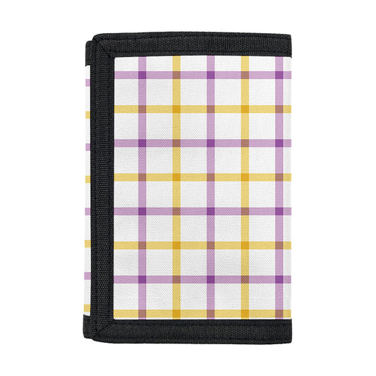 Yellow And Purple Tattersall Print Trifold Wallet
