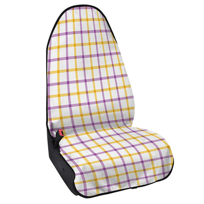 Yellow And Purple Tattersall Print Waterproof Car Seat Cover