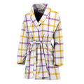 Yellow And Purple Tattersall Print Women's Bathrobe