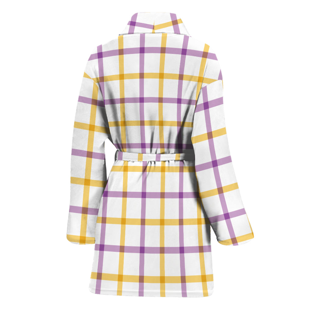 Yellow And Purple Tattersall Print Women's Bathrobe