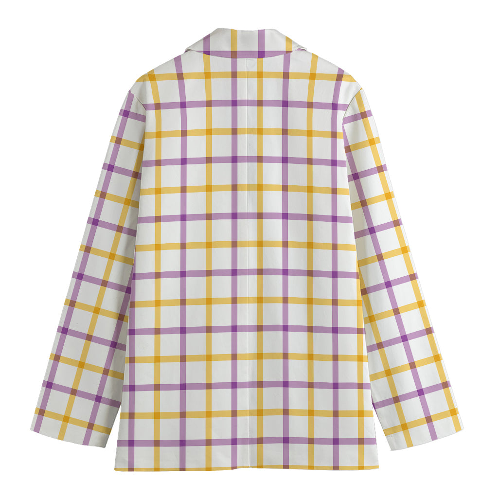 Yellow And Purple Tattersall Print Women's Blazer