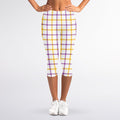 Yellow And Purple Tattersall Print Women's Capri Leggings
