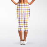 Yellow And Purple Tattersall Print Women's Capri Leggings