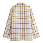 Yellow And Purple Tattersall Print Women's Cotton Blazer