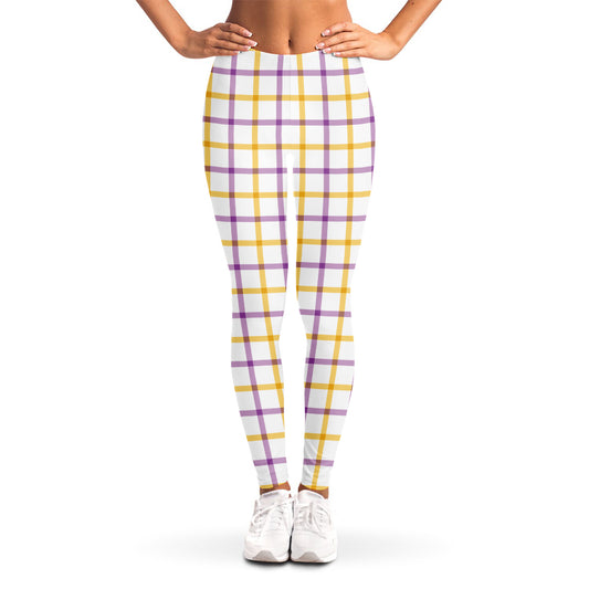 Yellow And Purple Tattersall Print Women's Leggings