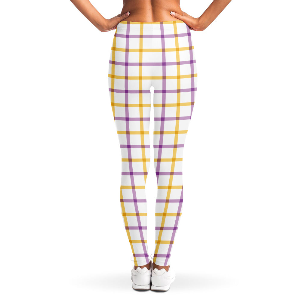 Yellow And Purple Tattersall Print Women's Leggings