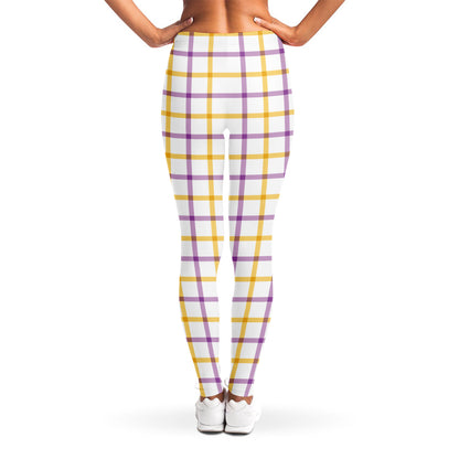 Yellow And Purple Tattersall Print Women's Leggings