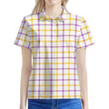 Yellow And Purple Tattersall Print Women's Polo Shirt