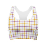 Yellow And Purple Tattersall Print Women's Sports Bra