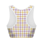 Yellow And Purple Tattersall Print Women's Sports Bra