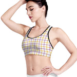Yellow And Purple Tattersall Print Women's Sports Bra