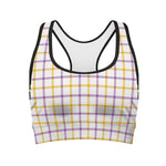 Yellow And Purple Tattersall Print Women's Sports Bra