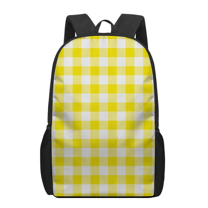 Yellow And White Buffalo Check Print 17 Inch Backpack