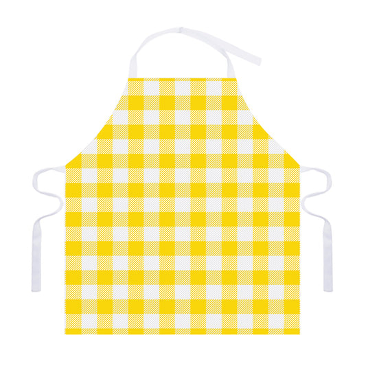 Yellow And White Buffalo Check Print Adjustable Apron