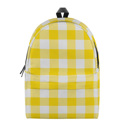 Yellow And White Buffalo Check Print Backpack