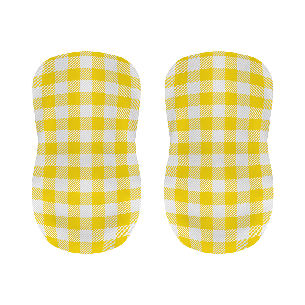 Yellow And White Buffalo Check Print Bar Stool Covers