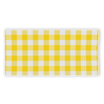 Yellow And White Buffalo Check Print Beach Towel