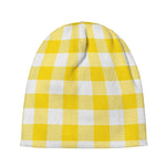 Yellow And White Buffalo Check Print Beanie