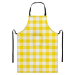Yellow And White Buffalo Check Print Bib Apron With Pocket