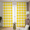 Yellow And White Buffalo Check Print Dimout Pencil Pleat Curtains