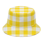Yellow And White Buffalo Check Print Bucket Hat