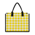Yellow And White Buffalo Check Print Canvas Tote Bag