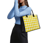 Yellow And White Buffalo Check Print Canvas Tote Bag