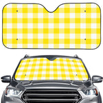 Yellow And White Buffalo Check Print Car Windshield Sun Shade