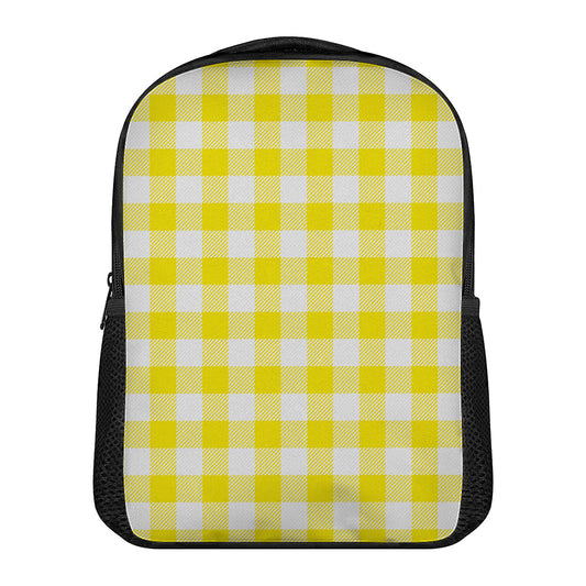 Yellow And White Buffalo Check Print Casual Backpack
