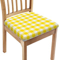 Yellow And White Buffalo Check Print Chair Cushion Cover
