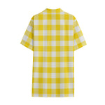 Yellow And White Buffalo Check Print Cotton Hawaiian Shirt
