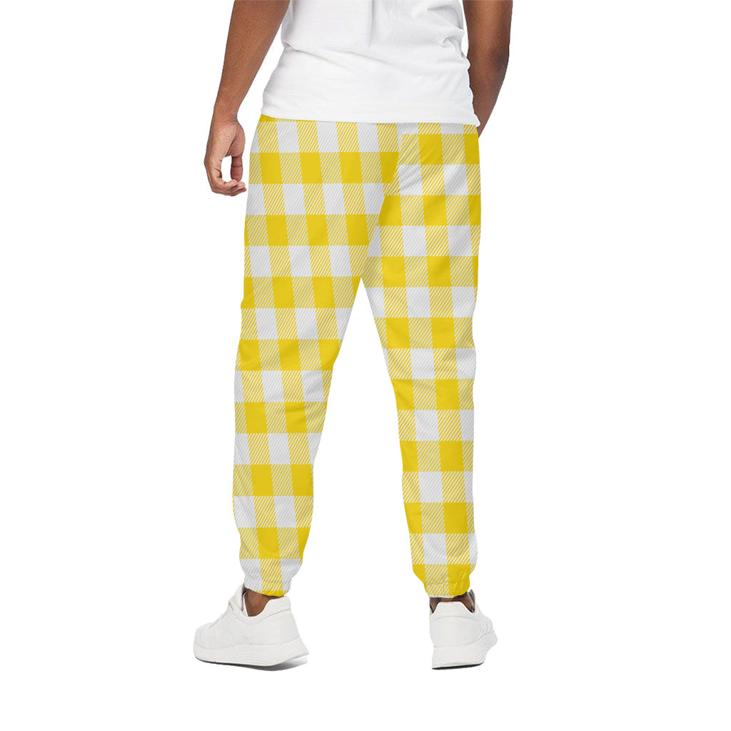 Yellow And White Buffalo Check Print Cotton Pants