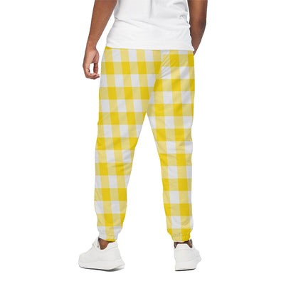 Yellow And White Buffalo Check Print Cotton Pants