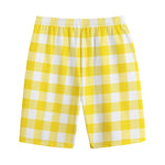 Yellow And White Buffalo Check Print Cotton Shorts