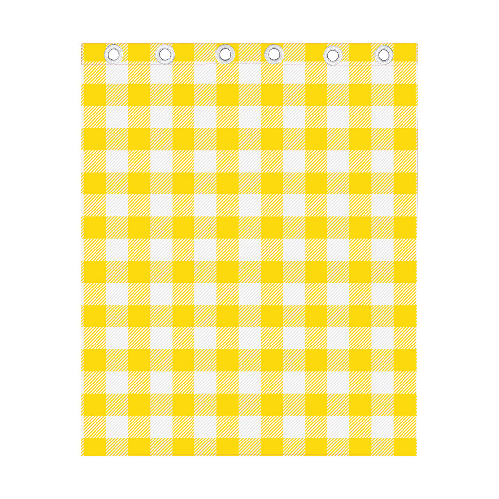 Yellow And White Buffalo Check Print Curtain