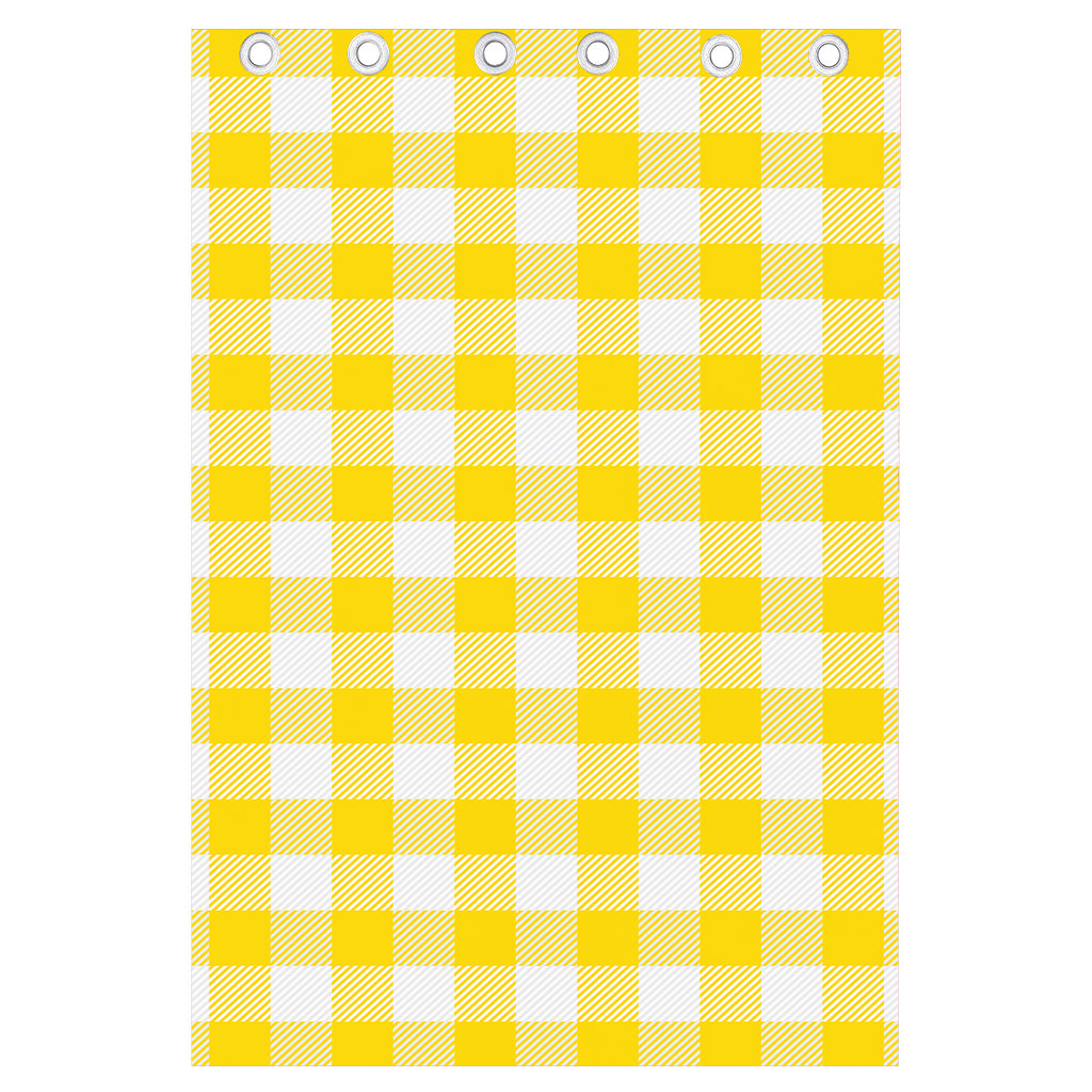 Yellow And White Buffalo Check Print Curtain