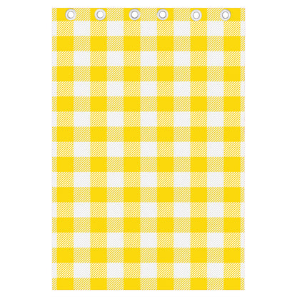 Yellow And White Buffalo Check Print Curtain