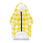 Yellow And White Buffalo Check Print Dog Zip Up Hoodie