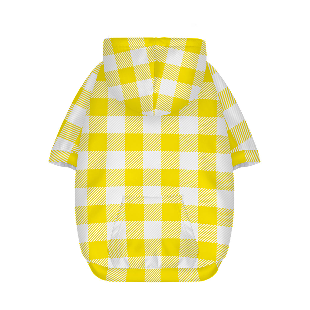 Yellow And White Buffalo Check Print Dog Zip Up Hoodie