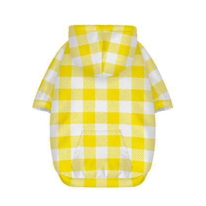 Yellow And White Buffalo Check Print Dog Zip Up Hoodie